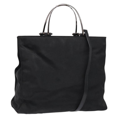 Gucci GUCCI Hand Bag Nylon 2way Black Silver 002 1028 2684 Authentic 139157