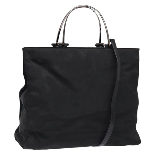 Gucci GUCCI Hand Bag Nylon 2way Black Silver 002 1028 2684 Authentic 139157