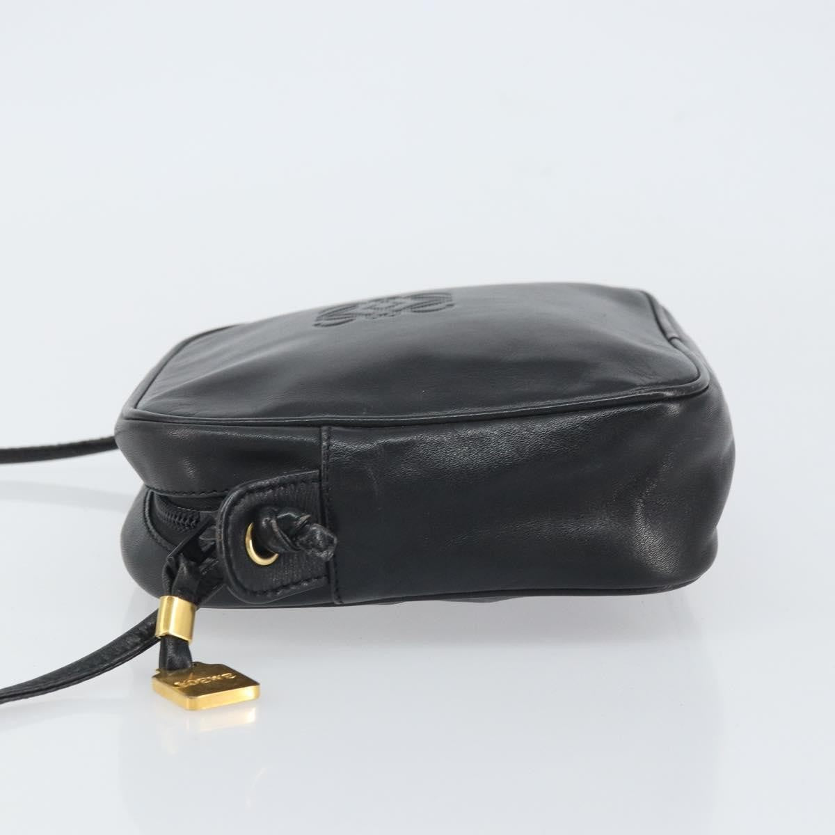 Loewe LOEWE Anagram Shoulder Bag Leather Black Gold Authentic 162165