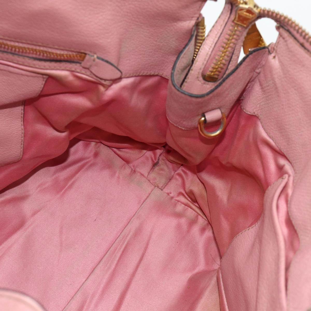Miu Miu Miu Miu Hand Bag Leather Pink Gold Authentic 180081