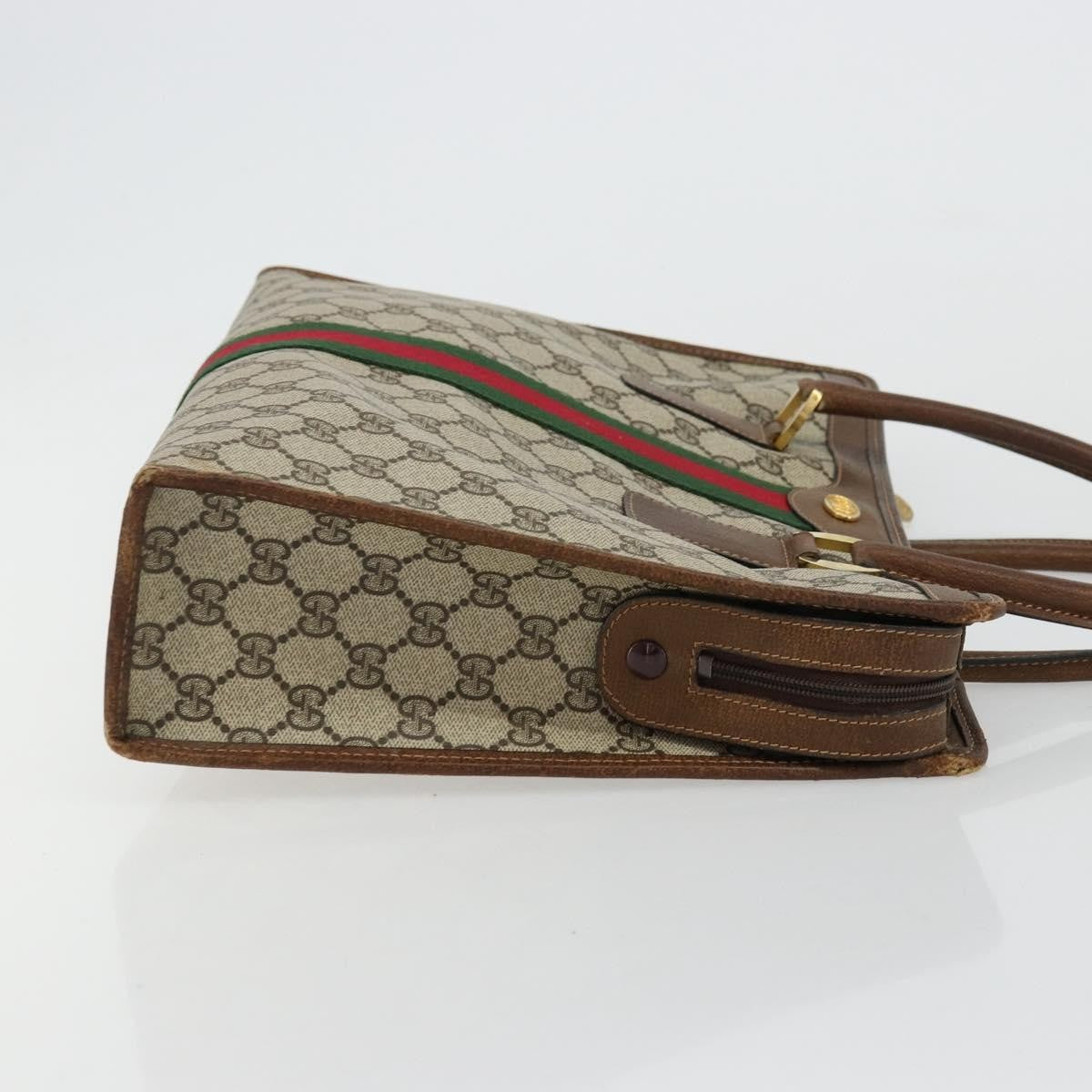 Gucci GUCCI GG Supreme Web Sherry Line Hand Bag PVC Beige Gold 002 4083 39 Authentic ka4103