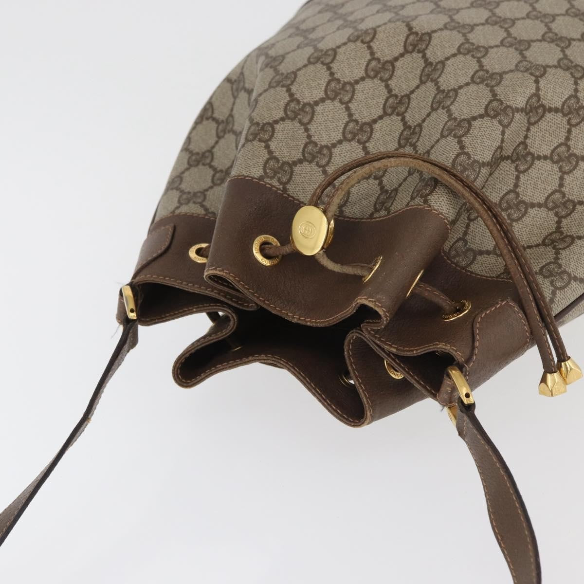 Gucci GUCCI GG Supreme Web Sherry Line Bag PVC Beige Gold 41 02 085 Authentic BA12841