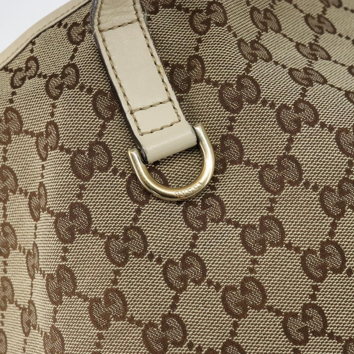 Gucci GUCCI GG Canvas Newbrit Tote Bag Beige Gold 169946 Authentic gh1314
