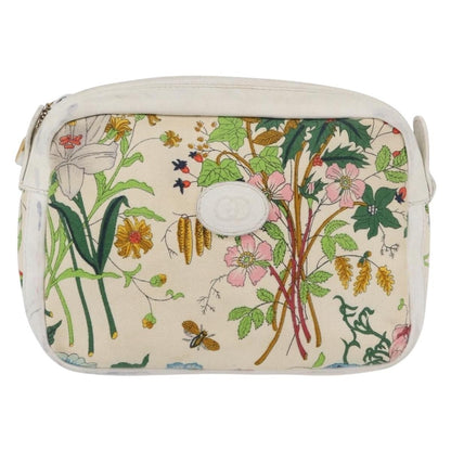 Gucci GUCCI Flora Shoulder Bag Canvas Leather White Gold 007 14 0068 Authentic fm5083
