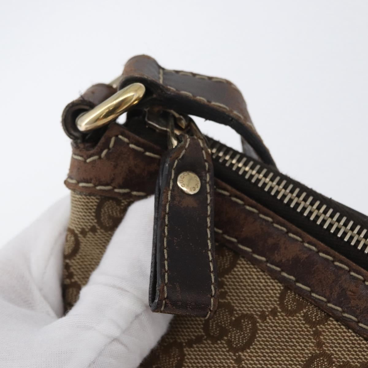 Gucci GUCCI GG Canvas Shoulder Bag Beige Gold 257072 Authentic gh1853