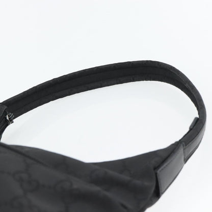 Gucci GUCCI GG Canvas Shoulder Bag Nylon Black Silver 01 3386 Authentic 178845