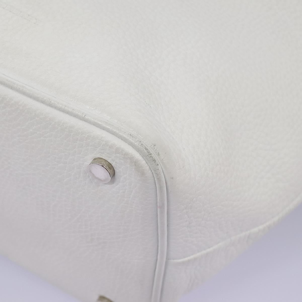 Burberry BURBERRY Shoulder Bag Leather White Silver Authentic BA2015