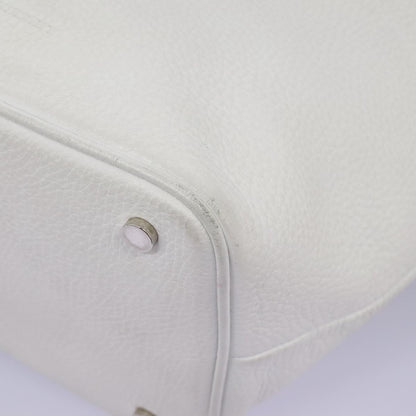 Burberry BURBERRY Shoulder Bag Leather White Silver Authentic BA2015