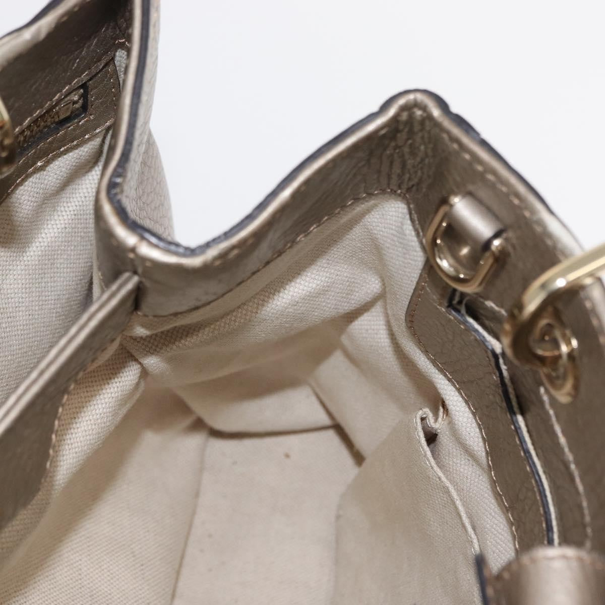 Gucci GUCCI Bamboo Hand Bag Leather Silver Gold 336032 Authentic ep12914