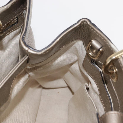 Gucci GUCCI Bamboo Hand Bag Leather Silver Gold 336032 Authentic ep12914