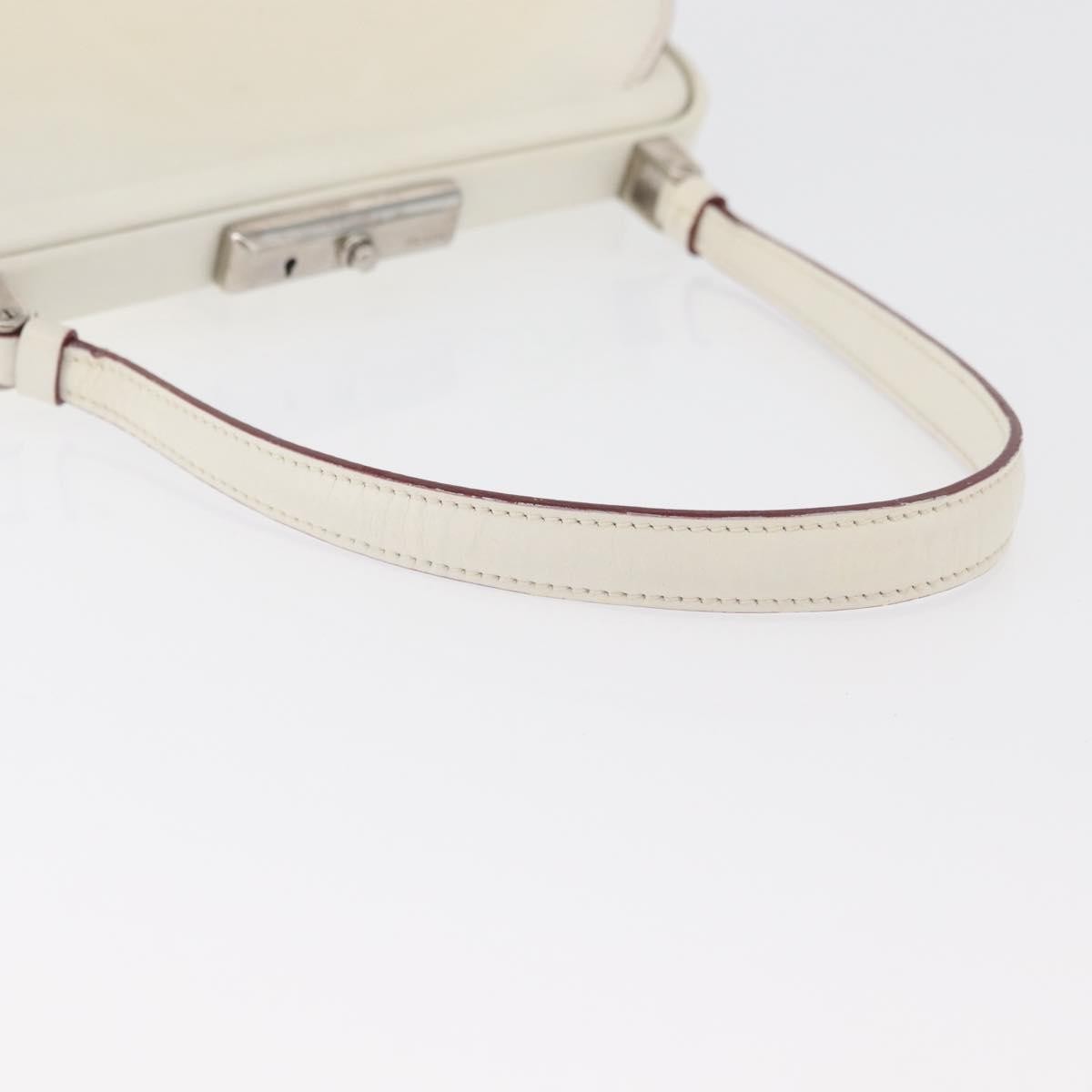 Prada PRADA Hand Bag Leather White Silver Authentic 178207