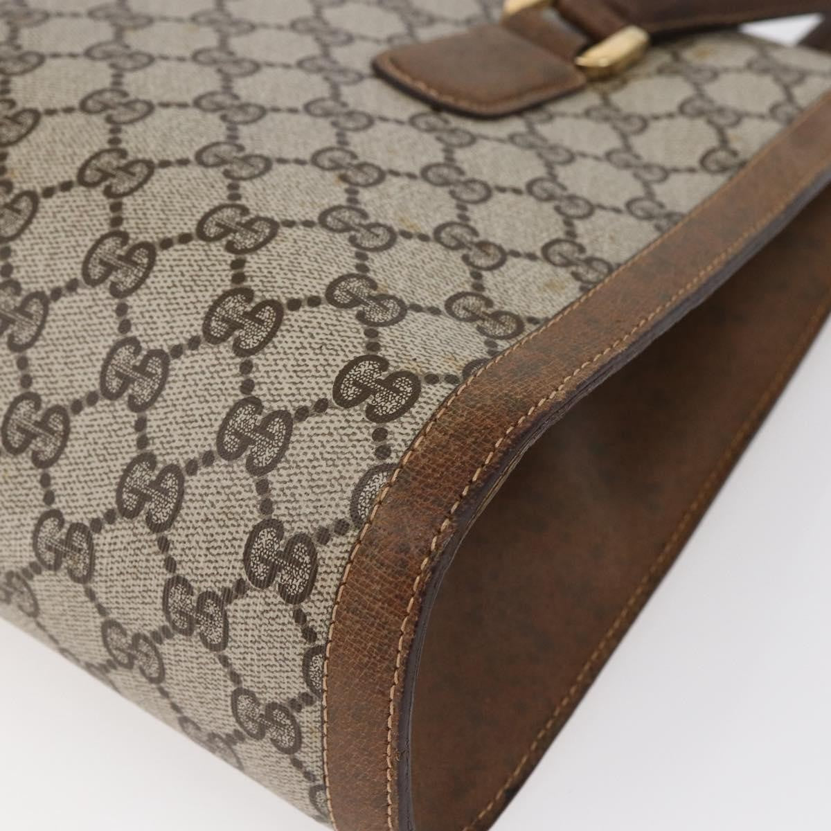 Gucci GUCCI GG Supreme Hand Bag PVC Beige Gold Authentic 150024