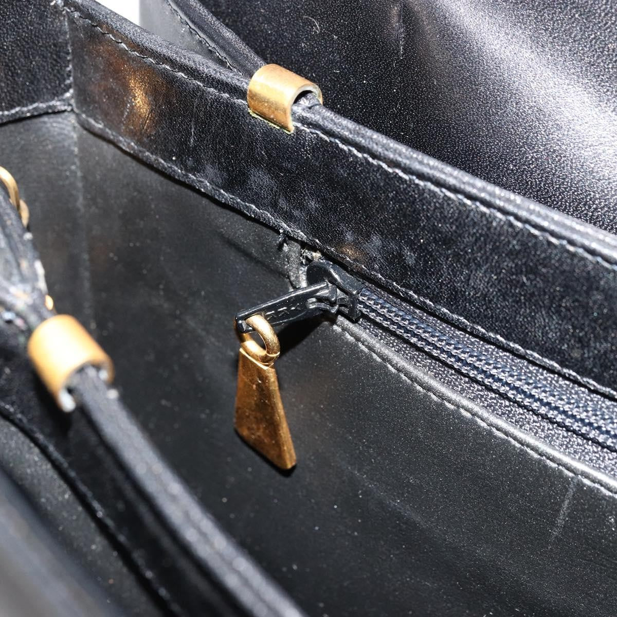Gucci GUCCI Shoulder Bag Leather Black Gold Authentic 177992