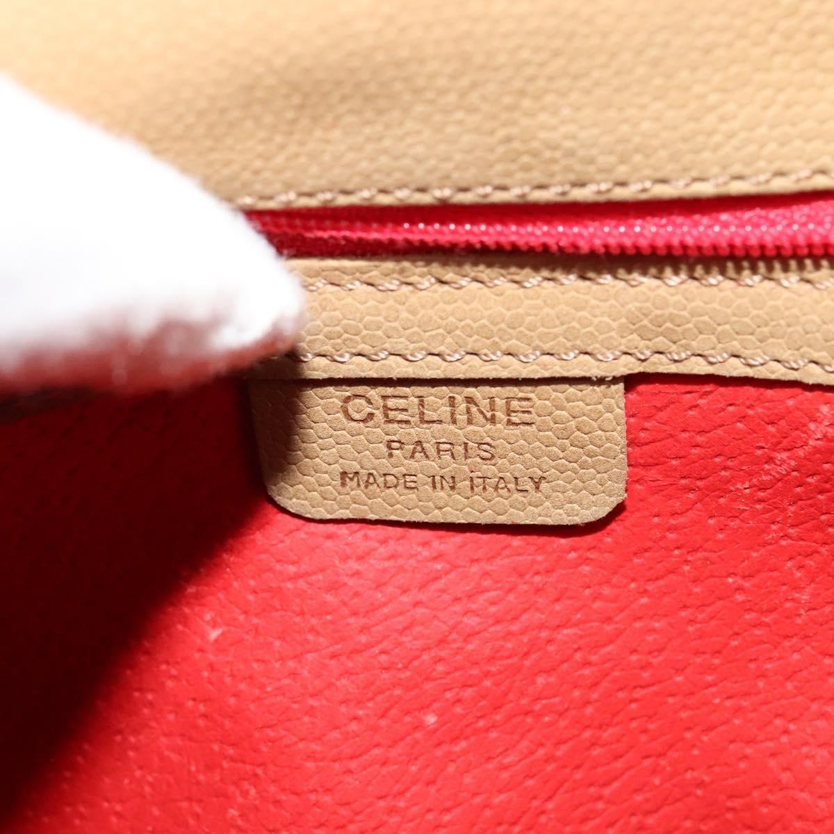 Celine CELINE Hand Bag Leather 2way Beige Gold Authentic sw1099