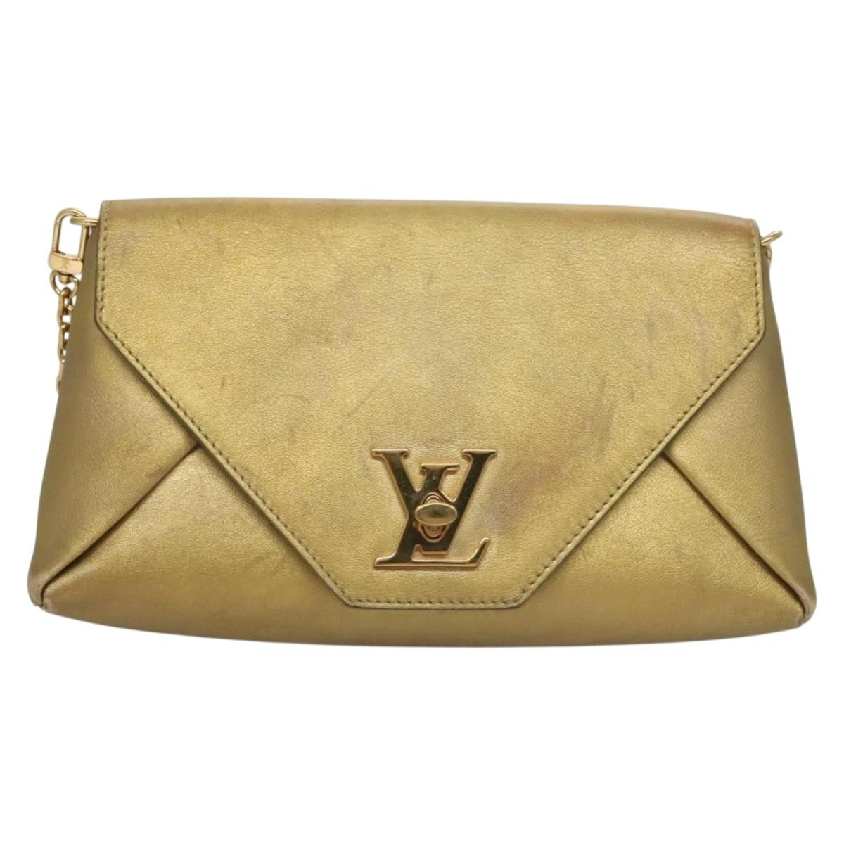 Louis Vuitton LOUIS VUITTON Love Note Shoulder Bag Leather Gold M53069 LV Authentic BA4535