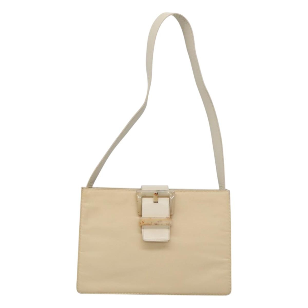 Prada PRADA Shoulder Bag Nylon Leather White Silver Authentic bs26362