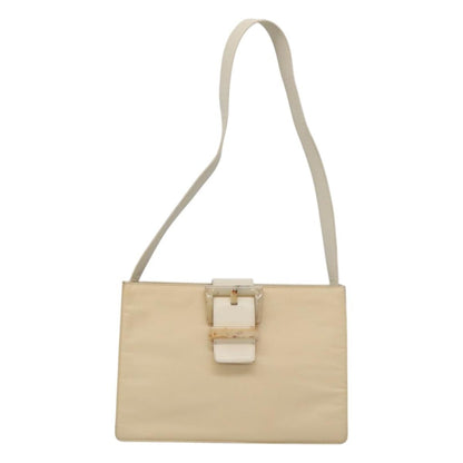 Prada PRADA Shoulder Bag Nylon Leather White Silver Authentic bs26362