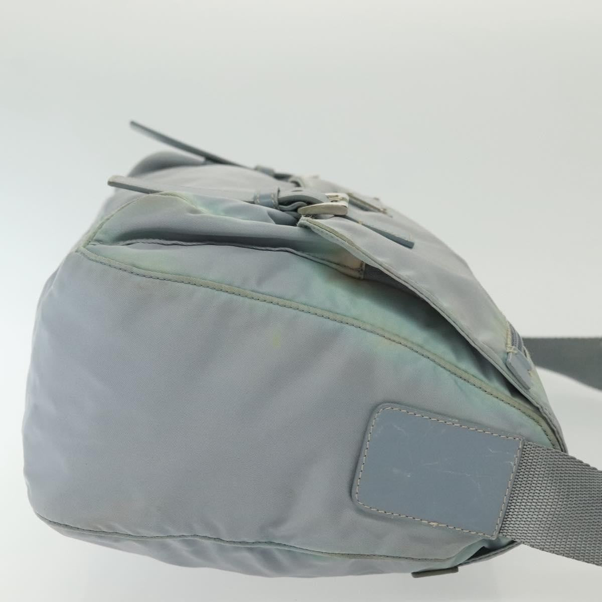 Prada PRADA Shoulder Bag Nylon Light Blue Silver Authentic ki5926