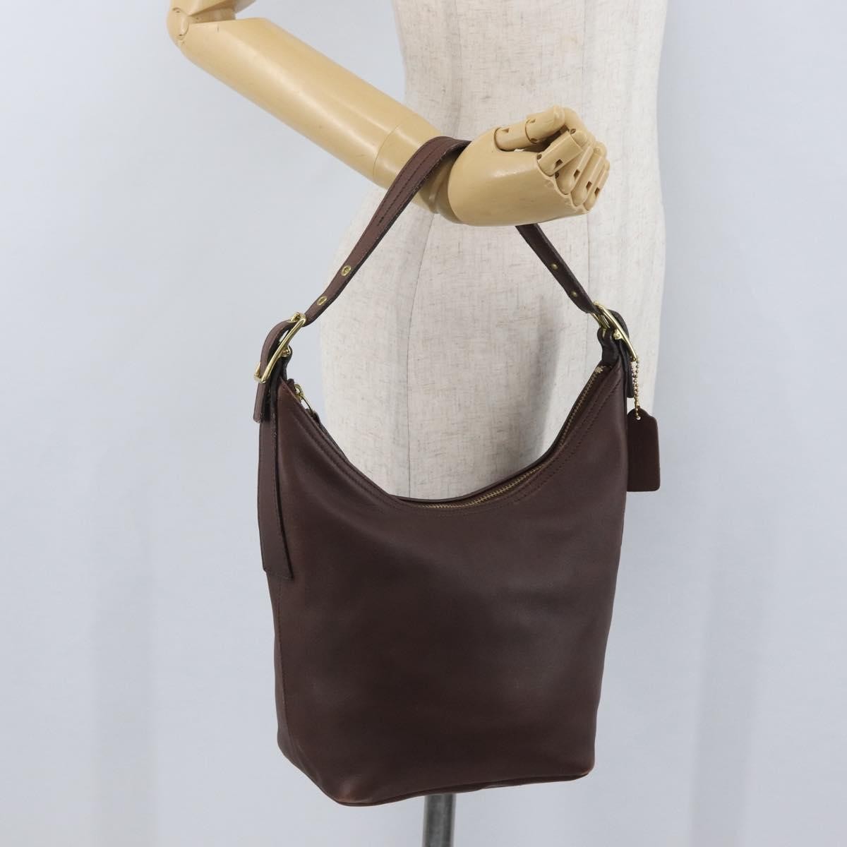 Coach Coach Shoulder Bag Leather Brown Gold Authentic 172666