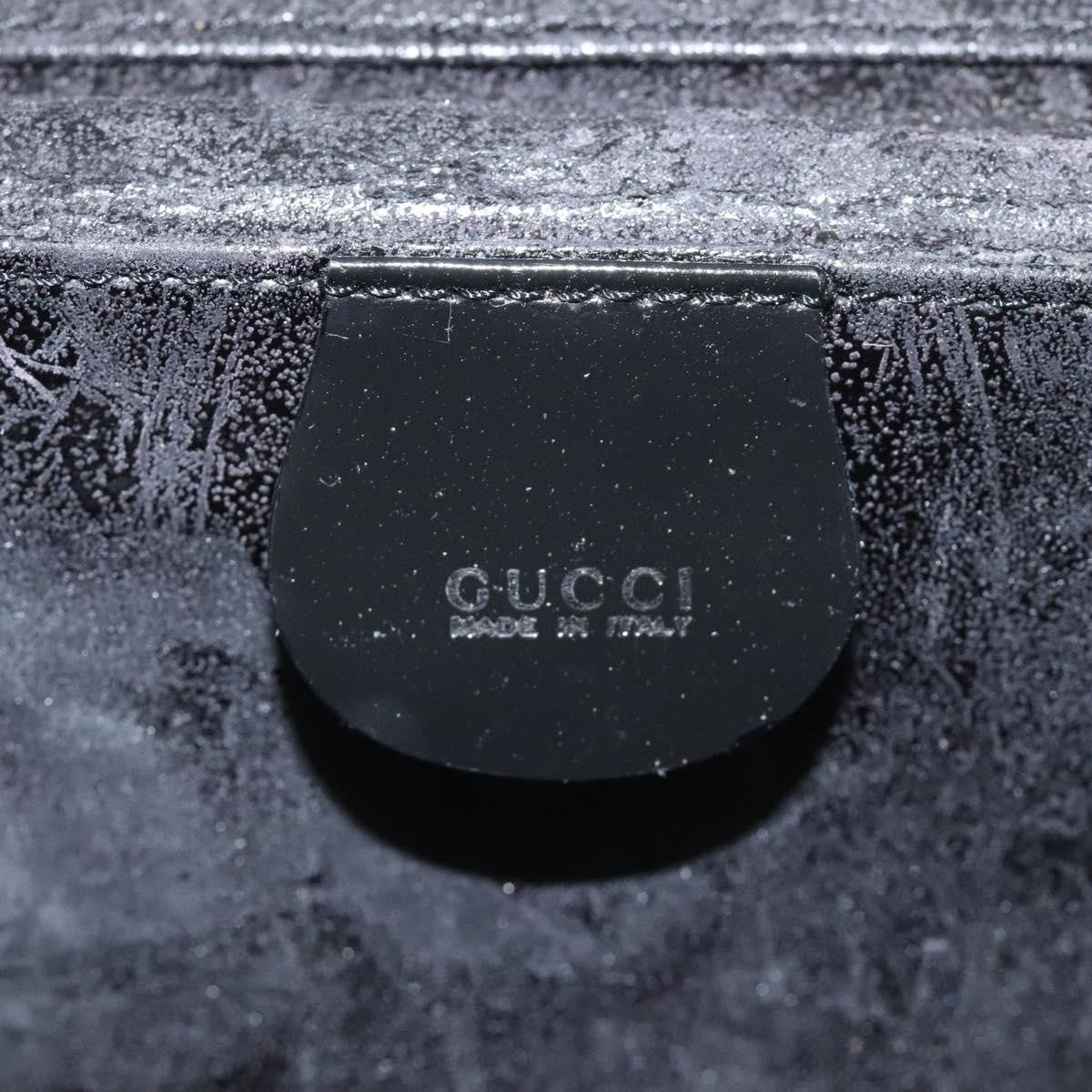 Gucci GUCCI Hand Bag Enamel Black Silver Authentic am8761