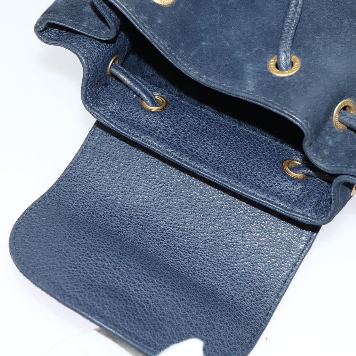 Gucci GUCCI Bamboo Backpack Suede Navy Gold 003 2034 0030 Authentic ep10733 Bag