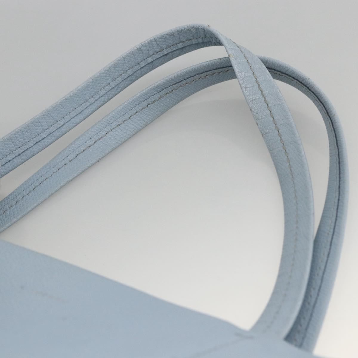 Celine CELINE Horizontalkava Tote Bag Leather Light Blue Silver Authentic BA10939