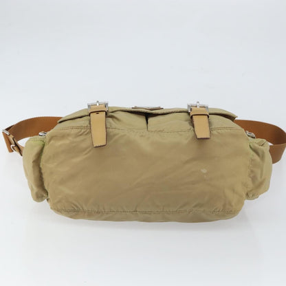 Prada PRADA Shoulder Bag Nylon Beige Silver Authentic 164243