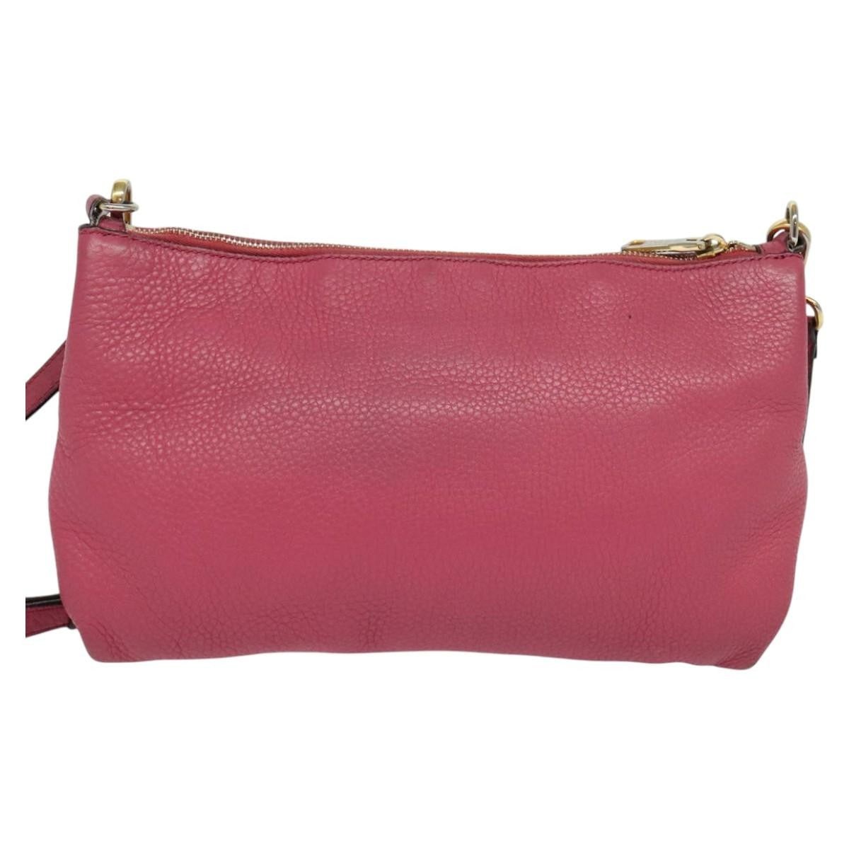 Prada PRADA Shoulder Bag Leather Pink Gold Authentic BD1620