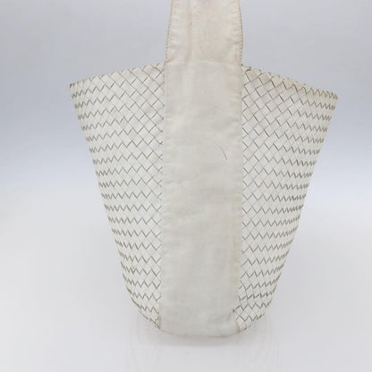 BOTTEGAVENETA BOTTEGAVENETA BOTTEGA VENETA INTRECCIATO Shoulder Bag Leather White Silver Authentic bs30958