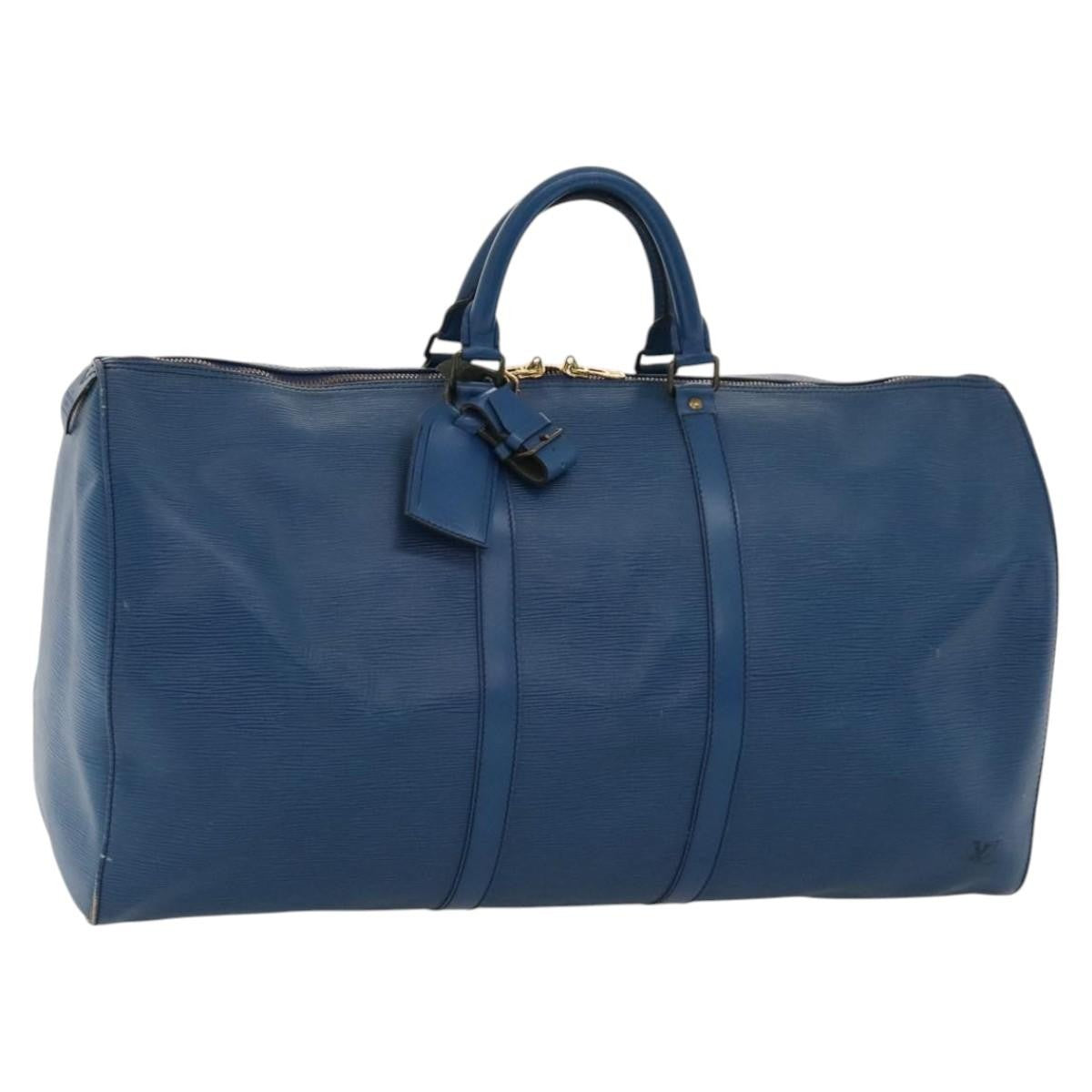 Louis Vuitton LOUIS VUITTON Epi Keepall 55 Boston Bag Toledo Blue M42955 LV Authentic EC290