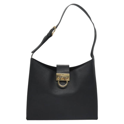 Salvatore Ferragamo Salvatore Ferragamo Gancini Shoulder Bag Leather Black Authentic BD371