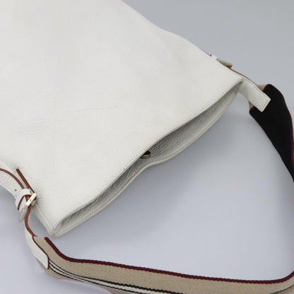 Burberry BURBERRY Shoulder Bag Leather White Silver Authentic BA2015