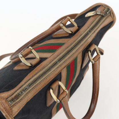 Gucci GUCCI Web Sherry Line GG Canvas Hand Bag 2way Black Gold Authentic gh1528