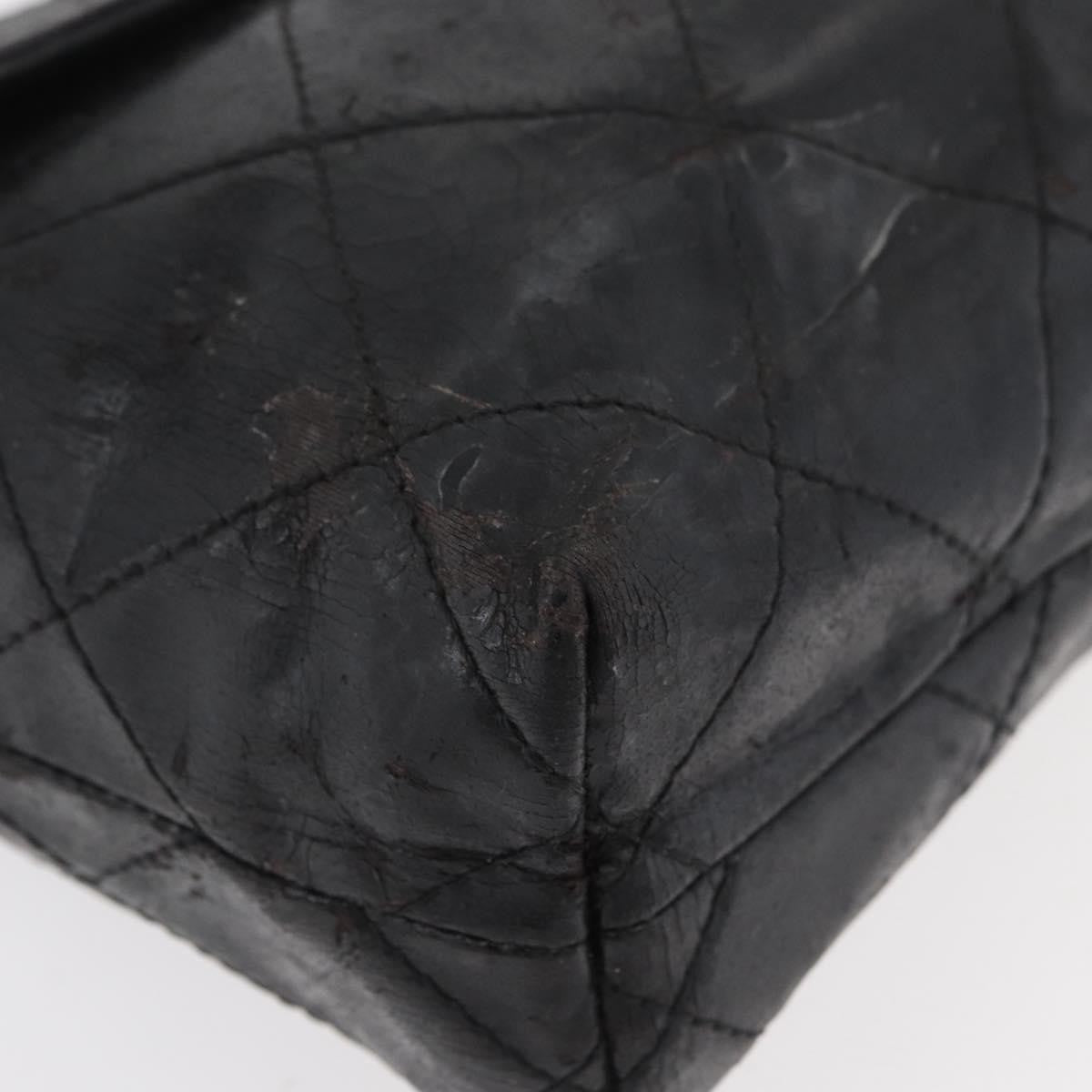 Chanel CHANEL Matelasse Chain Shoulder Bag Patent leather Black Silver CC Authentic 158095