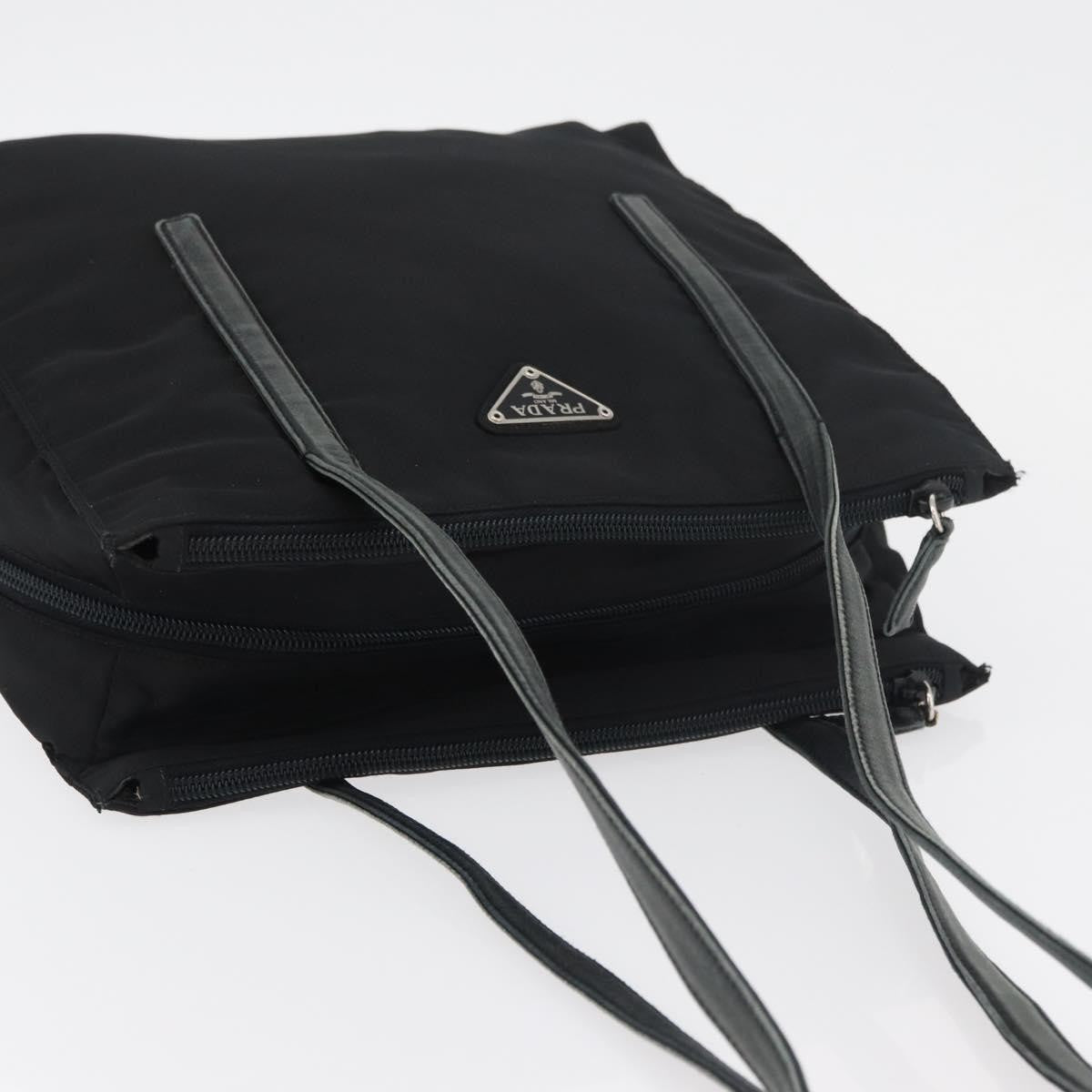 Prada PRADA Tote Bag Nylon Black Silver Authentic 175704