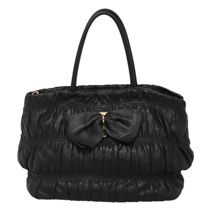 Prada PRADA Hand Bag Leather 2way Black Authentic hk2413