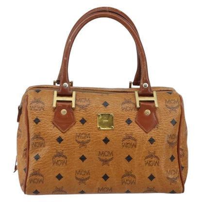 MCM MCM Logogram Vicetos Boston Bag PVC Leather Brown Gold Authentic gh904