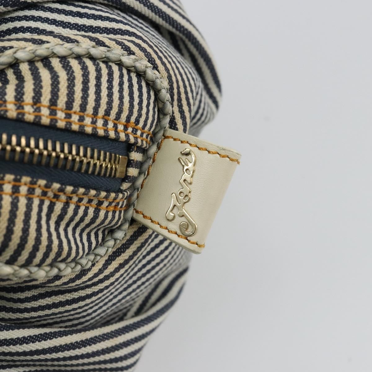 Fendi FENDI Spy Hand Bag Canvas Navy Gold Authentic bs35147A