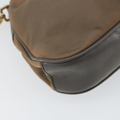 Prada PRADA Hand Bag Nylon Leather Gold Brown Authentic mr1761