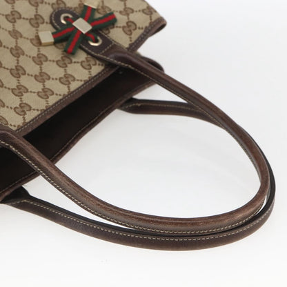 Gucci GUCCI Pretty GG Canvas Web Sherry Line Hand Bag Beige Gold 163805 Authentic 168668