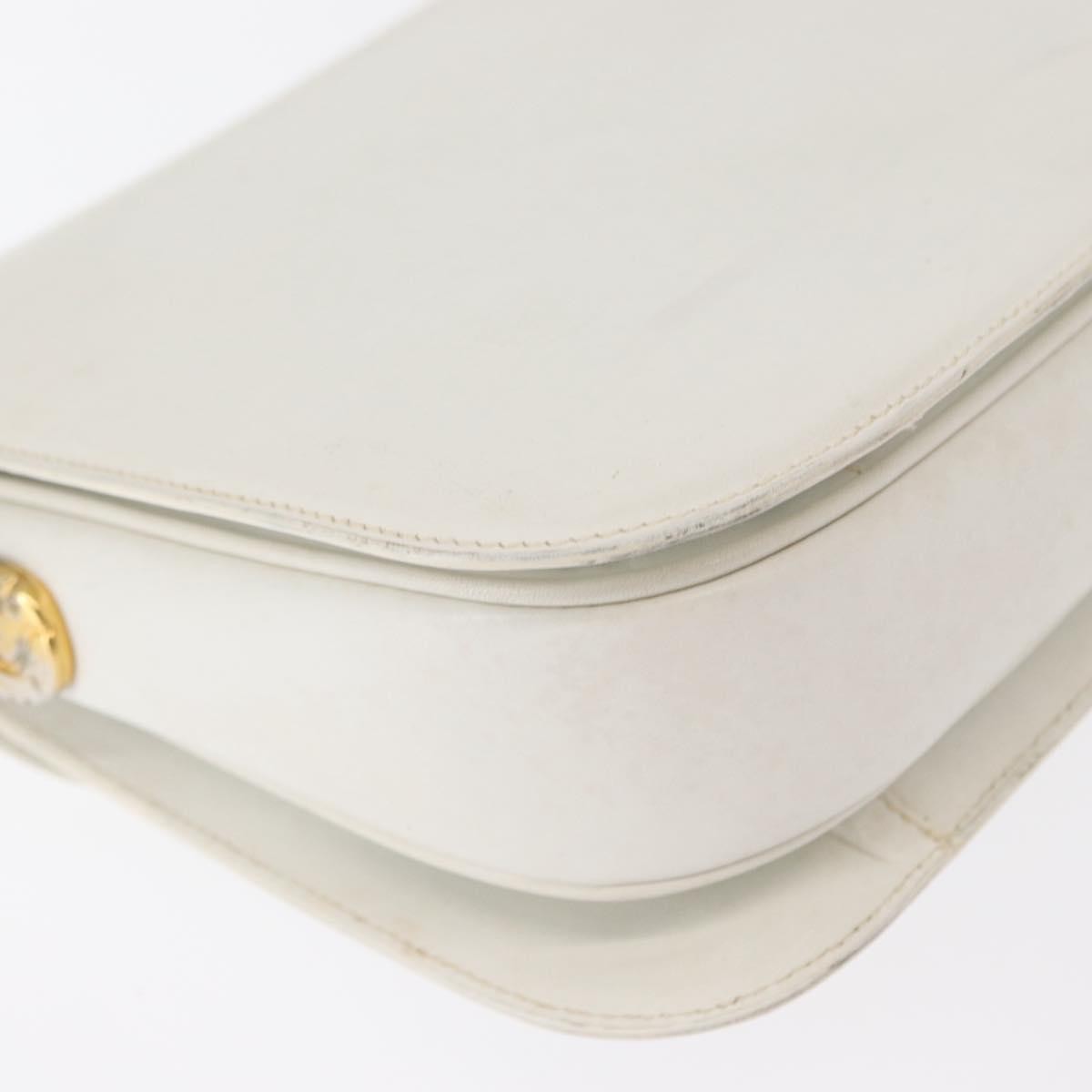 Celine CELINE Shoulder Bag Leather White Gold Authentic yk19773