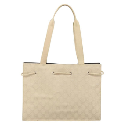 Gucci GUCCI GG Canvas Tote Bag Beige Silver 002 1053 Authentic 170373