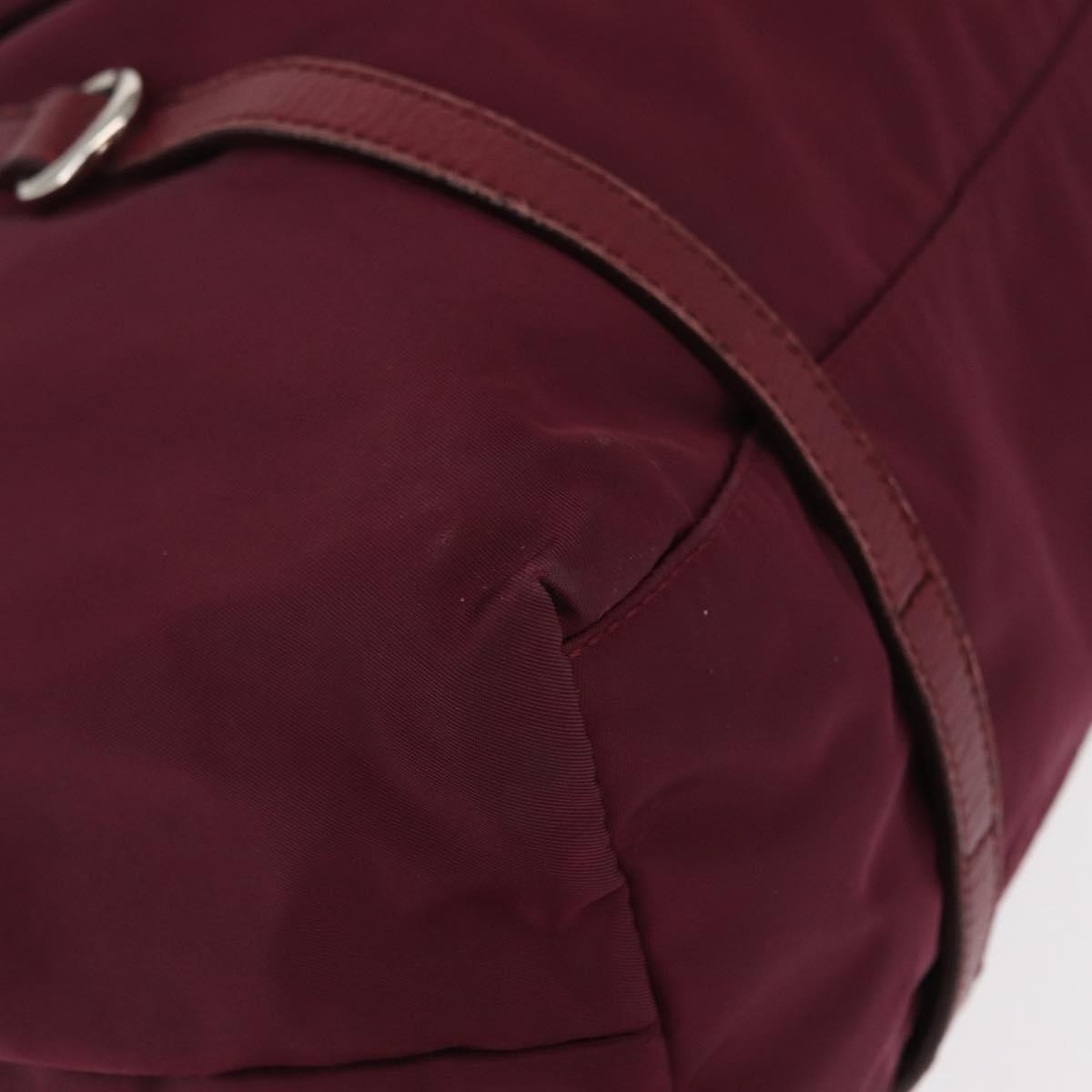 Prada PRADA Tote Bag Nylon Bordeaux Gold Authentic ep12877