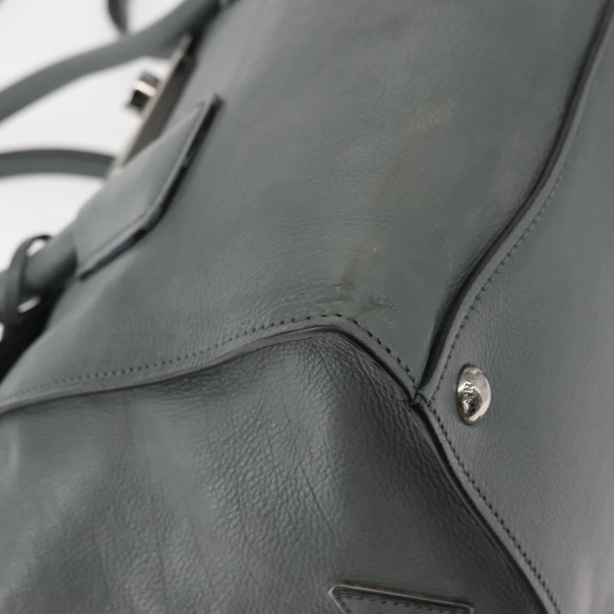 Prada PRADA Hand Bag Leather Gray Silver Authentic 149313