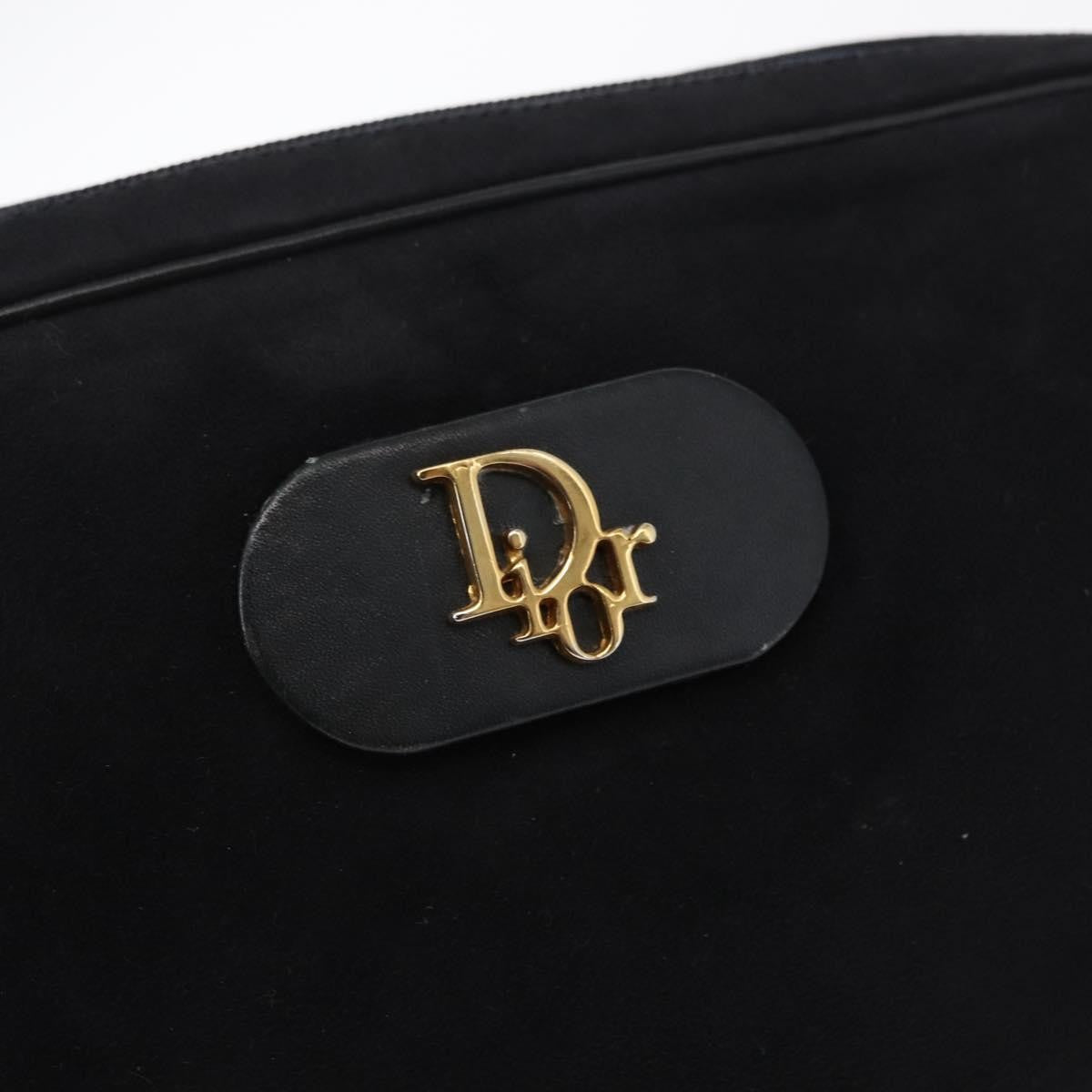 Dior Christian Dior Shoulder Bag Suede Black Gold Authentic 157242