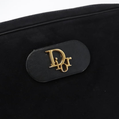 Dior Christian Dior Shoulder Bag Suede Black Gold Authentic 157242