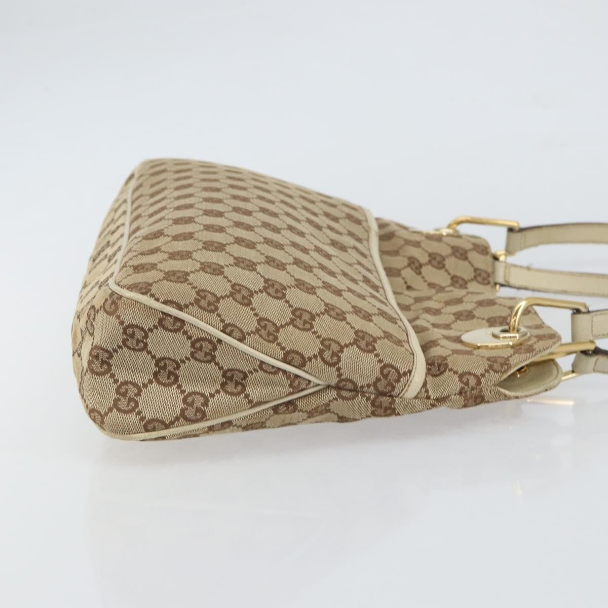 Gucci GUCCI GG Canvas Shoulder Bag Beige Gold 121023 Authentic 162950