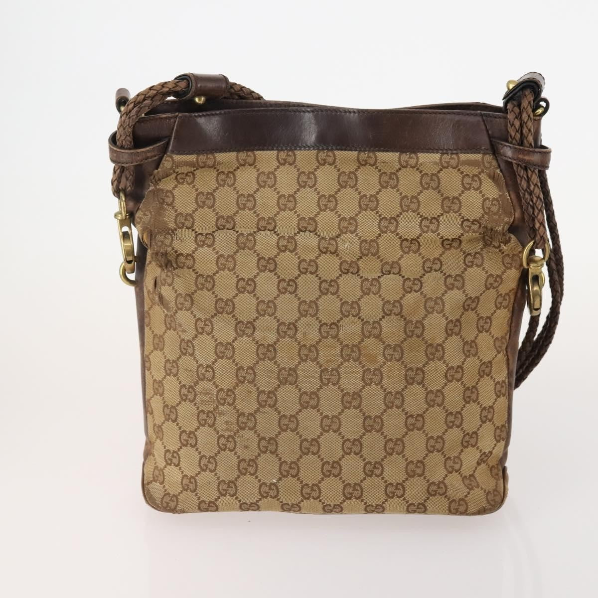 Gucci GUCCI GG Canvas Shoulder Bag 4 Set Black Beige Authentic 178854