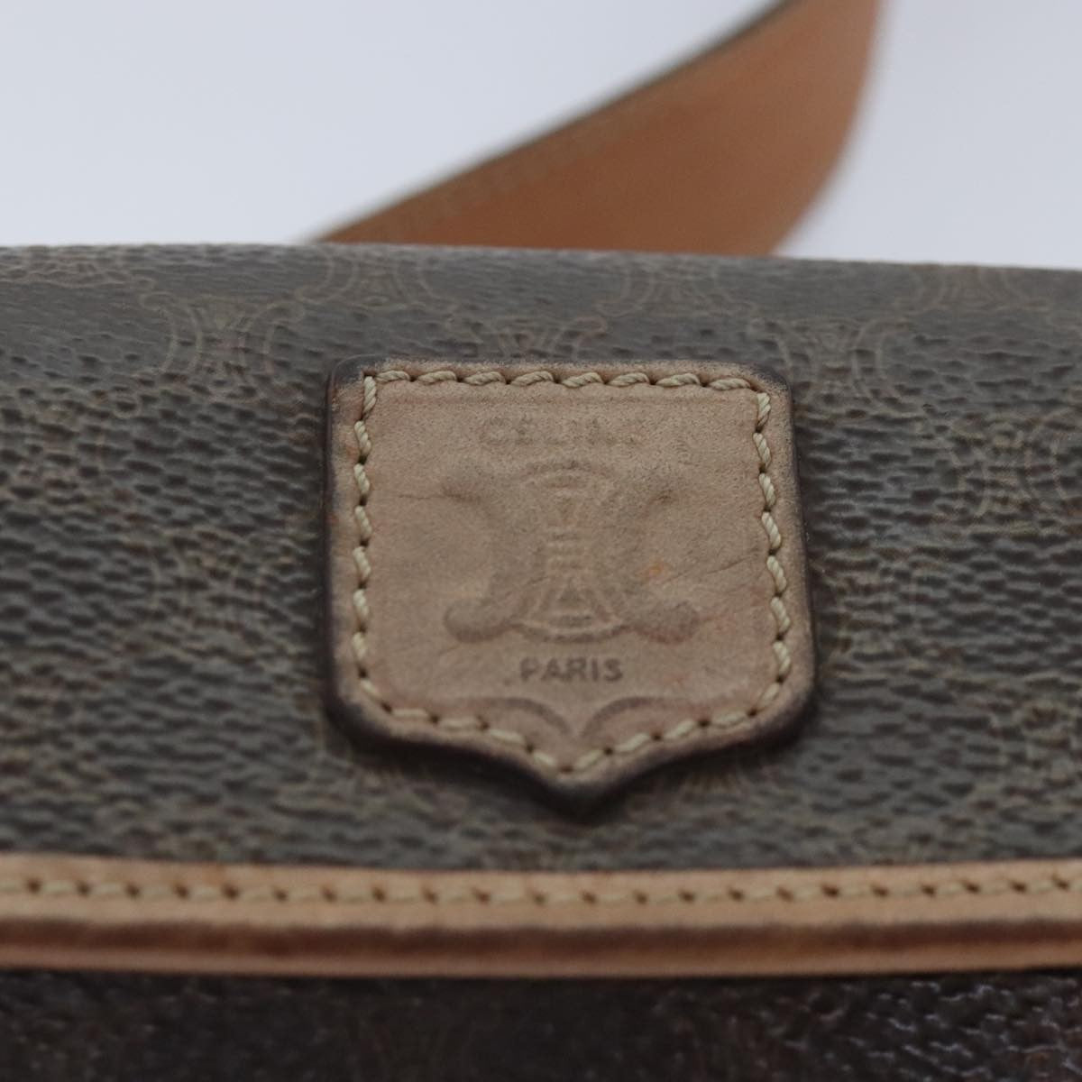Celine CELINE Macadam Canvas Waist bag PVC Leather Brown Gold Authentic yk15121