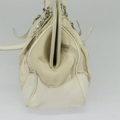 Prada PRADA Shoulder Bag Canvas Silver White Authentic fm4672